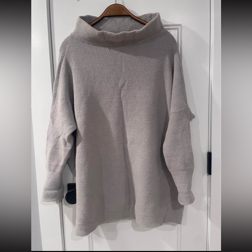 Free People Light Gray Cowl Neck Sweater